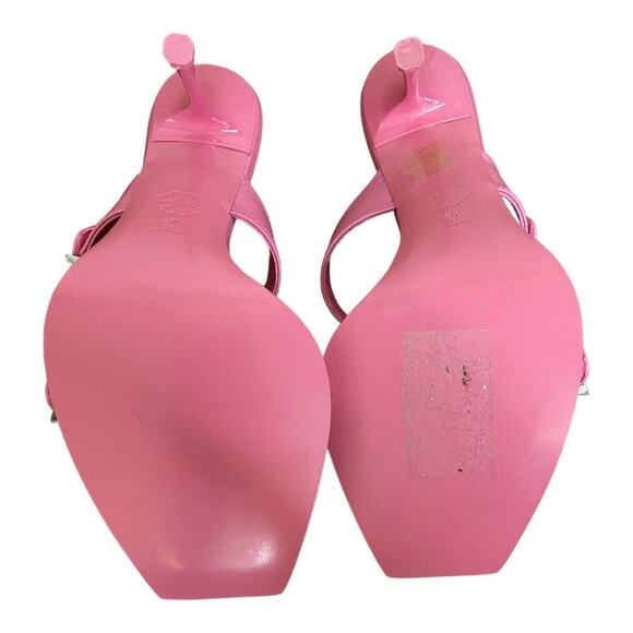 Alexander McQueen Sandals 105mm Buckle Leather Party Statement Summer Pink Sz 9 - Picture 10 of 14
